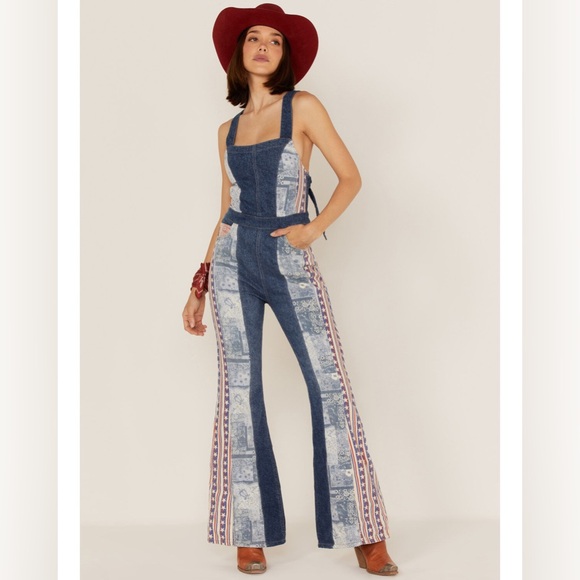 Free People Pants - Free People Dallas Jumpsuit in Americana Combo